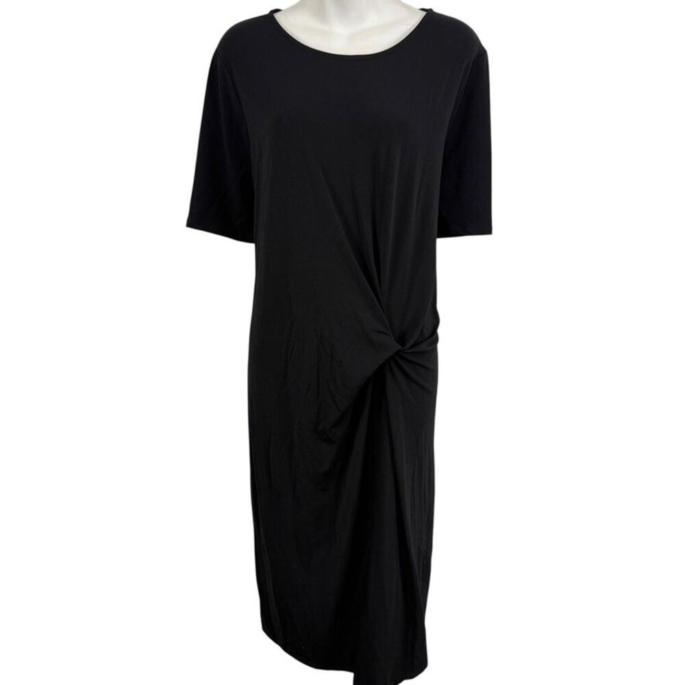 Mossimo Womens Black Stretch Knit Knot Front T Shirt Knee Length Dress NWT XXL